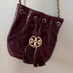 Tory Burch Maroon Quilted Shoulder Bag